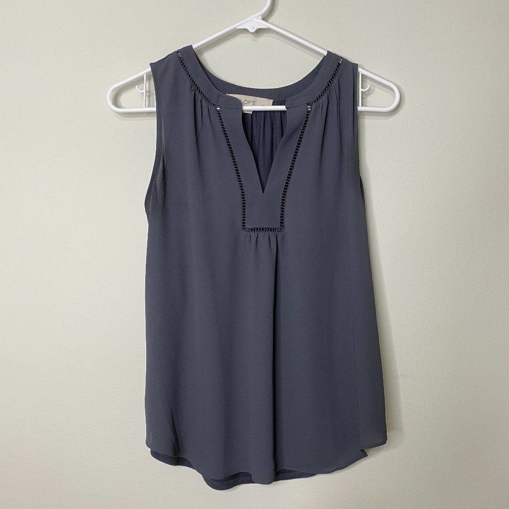 LOFT Blue V-Neck Sleeveless Top